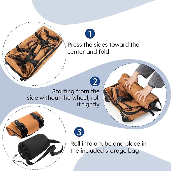 110L Expandable to 140L 32” Foldable Oxford Soft-Sided Rolling Duffle Bag - Image 6
