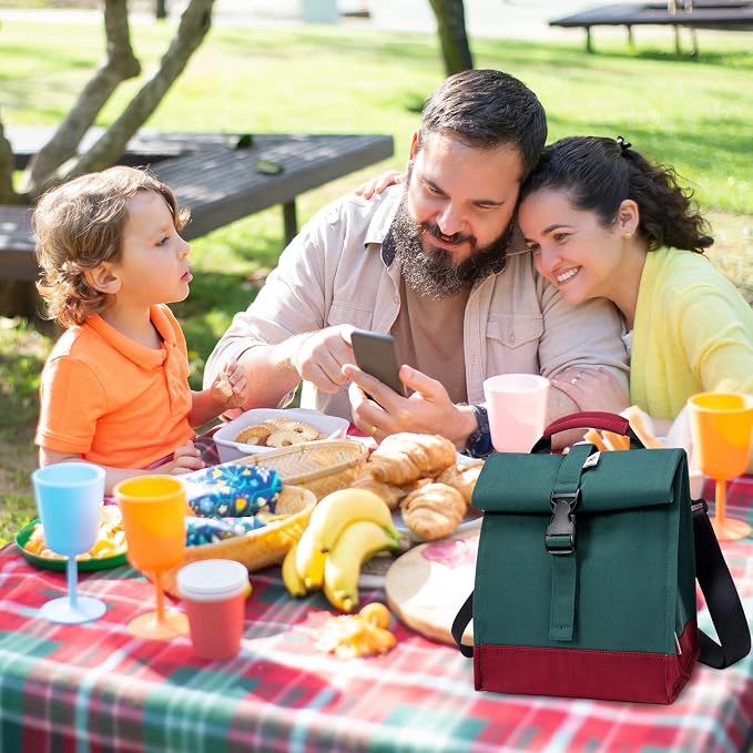 SUNNY BIRD Insulated Lunch Bag Rolltop Lunch Box Tote Lunchbox Bag - Image 9