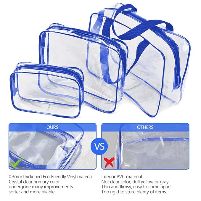 3Pcs Crystal Clear PVC Travel Toiletry Bag Kit - Image 4