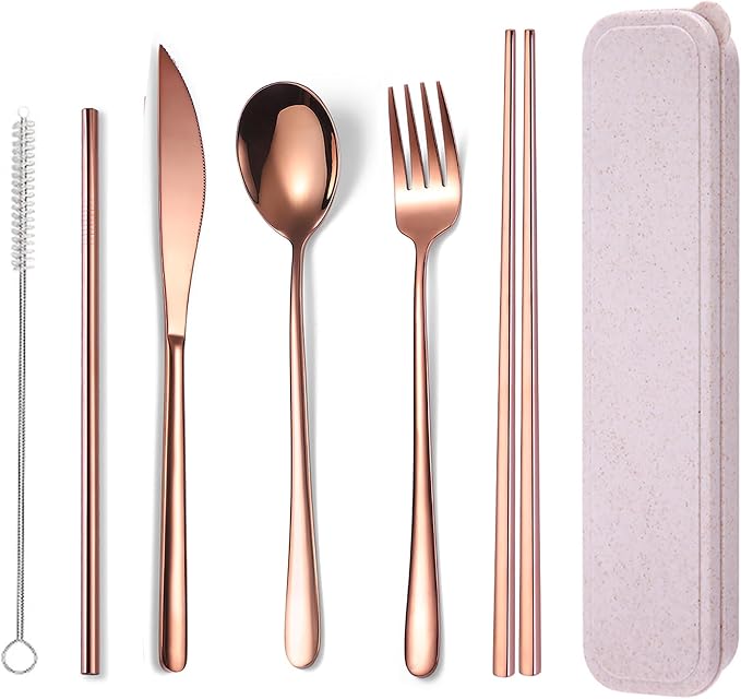 AARAINBOW 6 Pieces 18/8 Stainless Steel Flatware Set Portable Reusable Cutlery by AARAINBOW