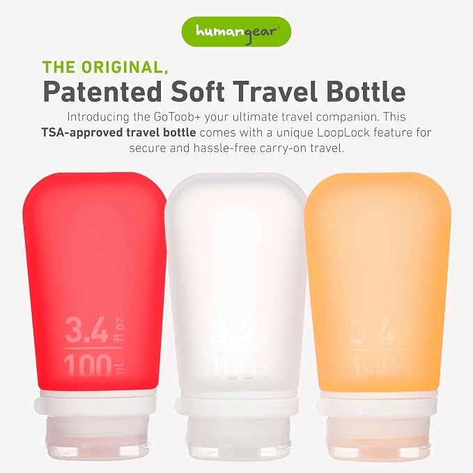 humangear GoToob+ 3-Pack | Refillable Silicone Travel Bottle | Locking Lid | - Image 2