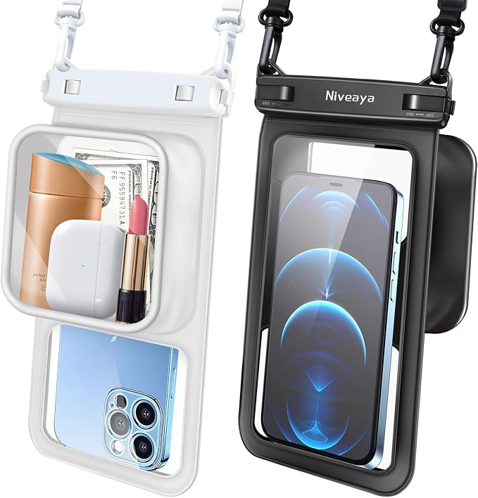 Niveaya [Floatable Floating Waterproof Phone Pouch 2 Pack-Up to 8.5", Large by Niveaya