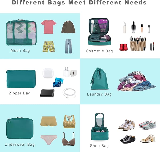 BAGAIL 8 Set Packing Cubes Luggage Packing Organizers - Image 5