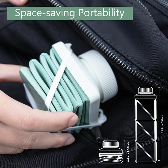 24oz Collapsible Water Bottles, Food grade BPA Free Reusable Foldable Water - Image 2