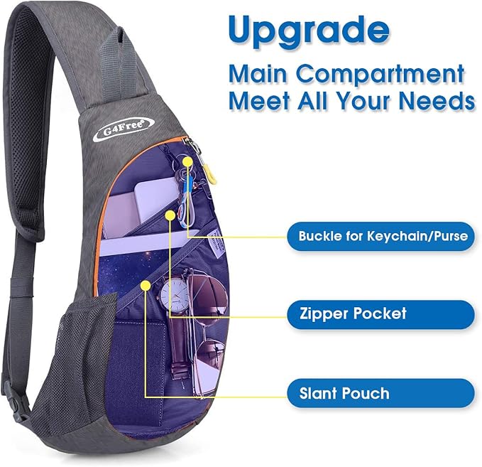 G4Free Sling Bag for Men Women, Small Crossbody Backpack Lightweight Chest - Image 2