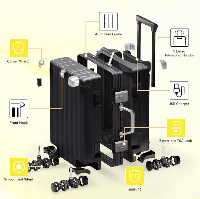 Krute Luggage Sets 2 Pieces Aluminum Frame Suitcase - Image 4