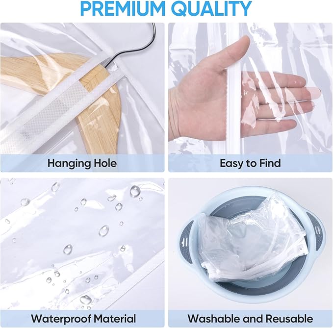 BALEINE 40'' Clear Garment Bags, 2 Packs PEVA Dress Bag - Image 2
