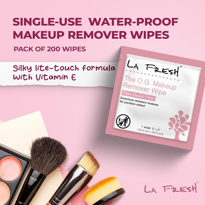 La Fresh Makeup Removal Facial Cleansing Wipes, Waterproof, Skin Care Travel - Image 2