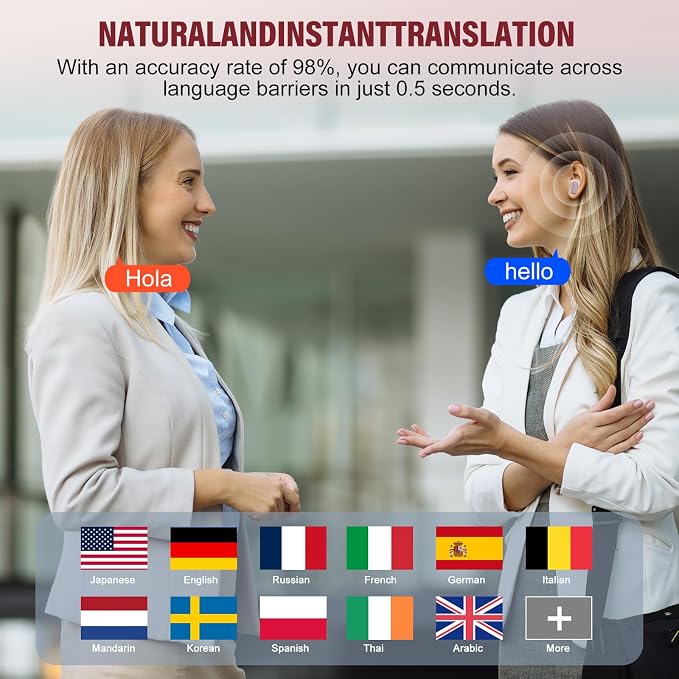 AI Language Translator Earbuds Real Time, 164 Language/6 Translation Modes - Image 2