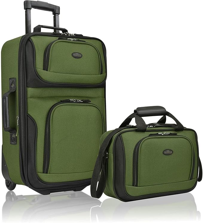 U.S. Traveler Rio Softside Expandable Carry-on Rolling Luggage, 2 Wheel Set by USTraveler