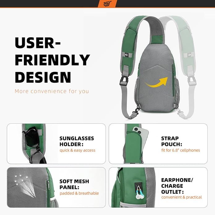 SKYSPER Sling Bag RFID Crossbody Sling Backpack Cross Body Shoulder Bag Travel - Image 4