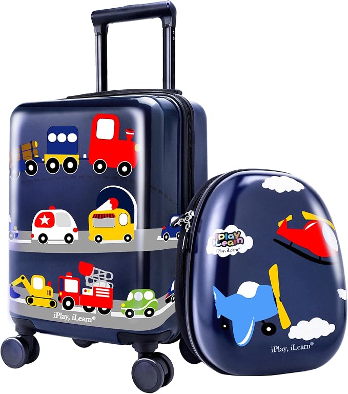 iPlay, iLearn Airplane Kids Luggage, Boys Carry On Suitcase, Toddler Rolling by iPlayiLearnLLC