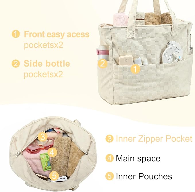 LEDAOU Large Beach Tote Bag Women Waterproof Sandproof Zipper Beach Tote Bag - Image 5