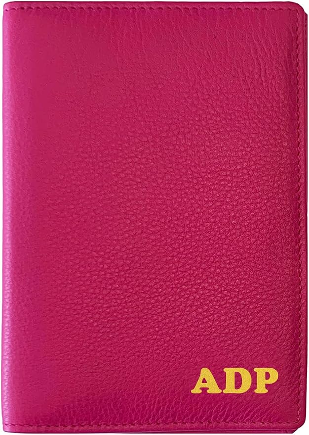 Personalized Monogrammed Bright Pink Leather RFID Passport Wallet by 123CheapChecks