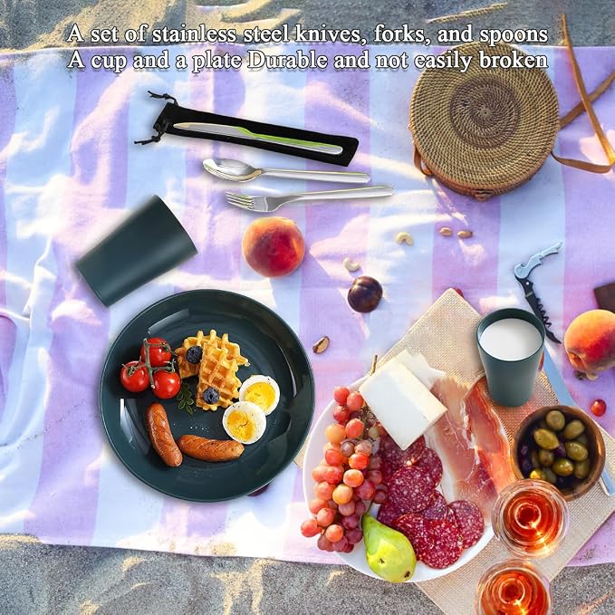 Evanda Camping Cutlery Set, Reusable Light Weight Mug, Plate and Stainless - Image 4
