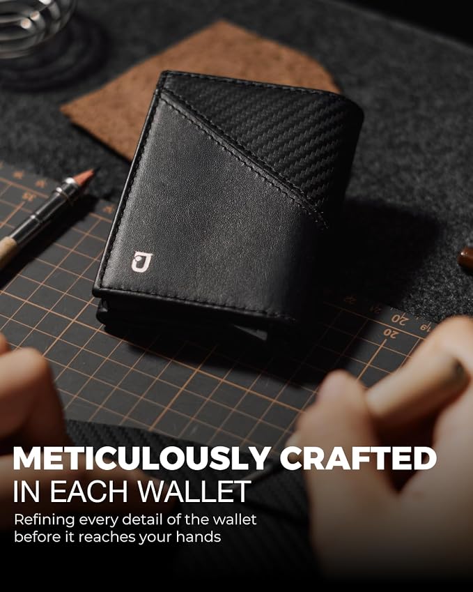 Jenoss Smart Wallet For Men: Full Grain Leather, Handcrafted, Slide Metal Pop - Image 4