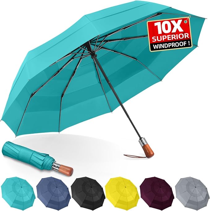 3T Wind Armor Travel Umbrella Compact Easy Auto Open Close Folding Umbrellas by LFLFWY