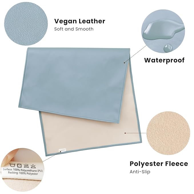 Konssy Faux Leather Baby Changing Mat, Waterproof, Wipeable & Portable Diaper - Image 2