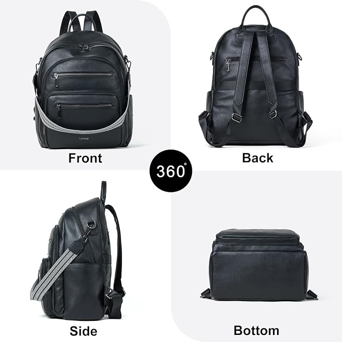 Backpack Purse for Women Laptop Backpack, Leather Travel Backpack Shoulder Bag - Image 4