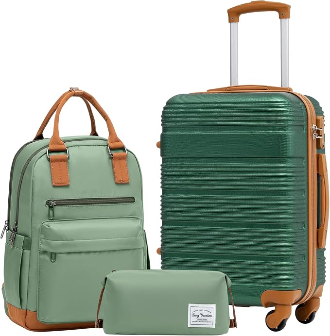 LONG VACATION 3 Piece Carry On Luggage 20 Inch Suitcase - Image 7