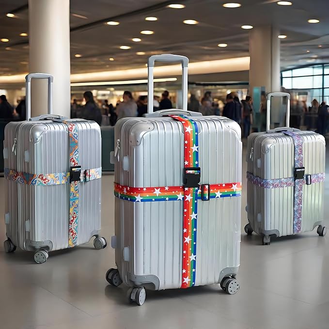 Rainbow Stars Luggage Straps for Suitcases, Adjustable Luggage Travel Belt to - Image 6