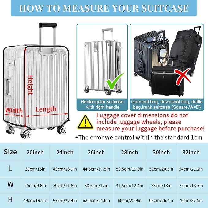 Yotako Clear PVC Suitcase Cover Protectors 30 Inch Luggage Cover Protectors - Image 5