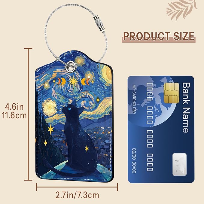 2 Pcs Colorful Luggage Tags for Suitcase, Cat Leather Luggage Tags Cute - Image 5