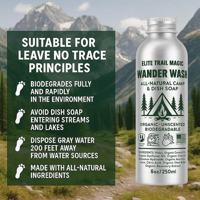 Wander Wash -Biodegradable Camp & Dish Soap Unscented | Made in USA | Organic - Image 7