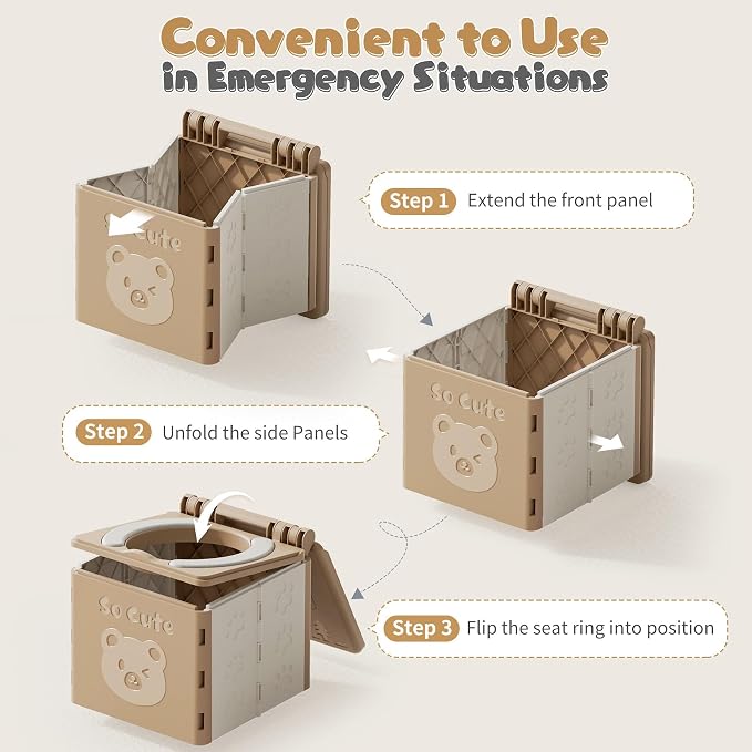 Travel Potty for Toddler with 3 Rolls Liners, Foldable Car Potty for Toddlers - Image 5