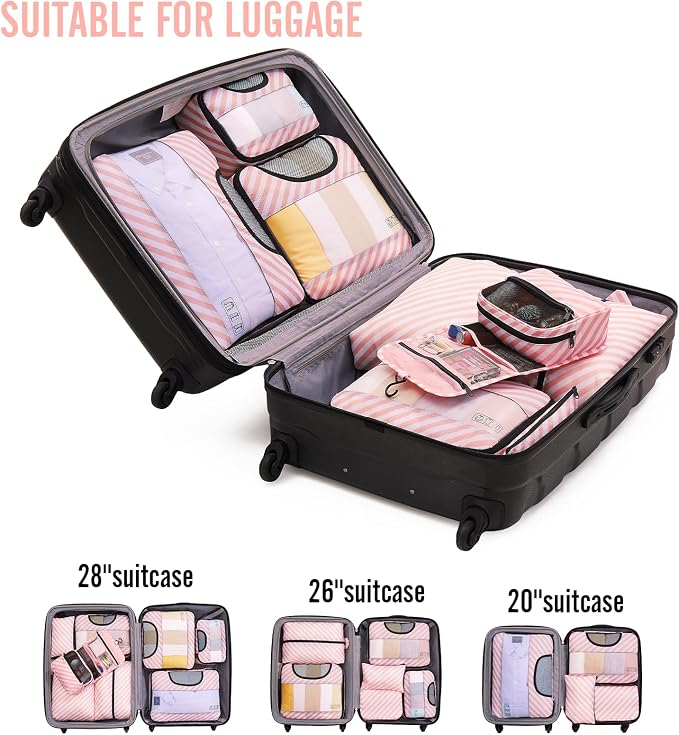 Veken 8 Set Packing Cubes for Travel Essentials, Suitcase Organizer Bags in 4 - Image 6