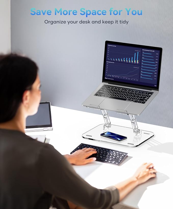 2 Pack Acrylic Laptop Stand for Desk, Adjustable Ergonomic Laptop Riser - Image 8