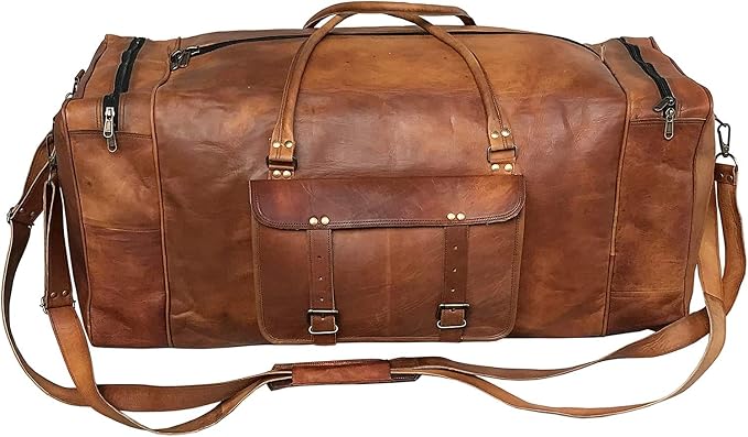 Leather Duffle Bag for Men Luggage Handmade Travel Bag Carry On Luggage - Image 2