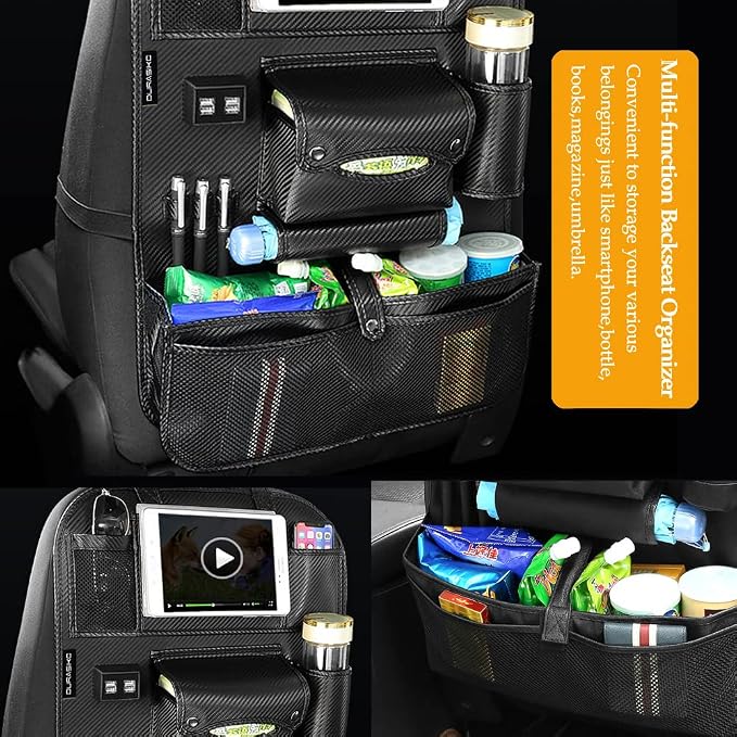 Car Backseat Organizer with Foldable Table Tray, Car Storage Organizer with - Image 2