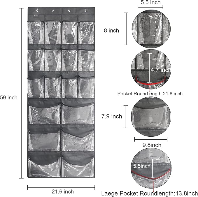 Extra Large Hanging Over Door Shoe Organizer, Closet Shoe Rack - Image 3