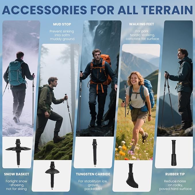 Collapsible Hiking Poles, 7075 Aluminum Trekking Poles, Walking Sticks - Image 4