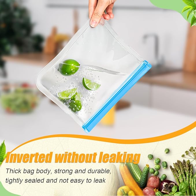 10 Pack Reusable Silicone Food Storage Bags, Leakproof Dishwasher Safe Reusable - Image 4