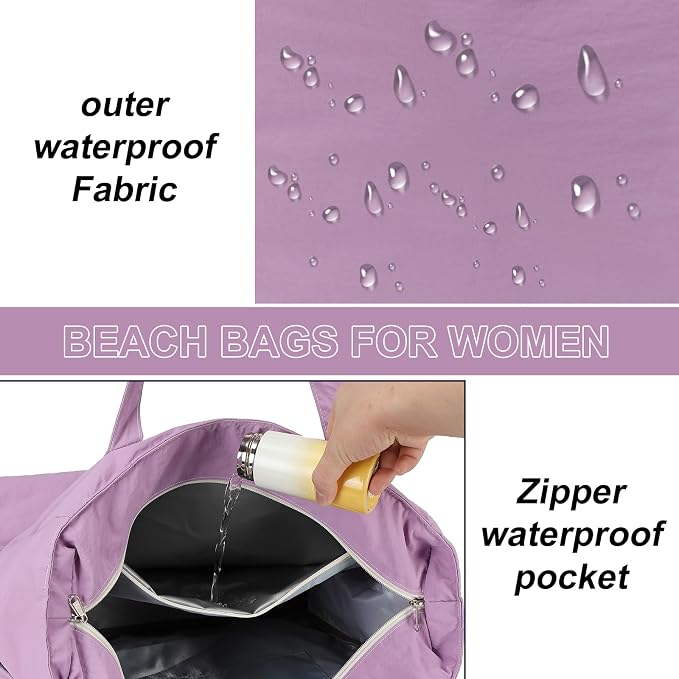 LEDAOU Beach Bag Waterproof Sandproof Women Tote Bag Pool Bag - Image 6