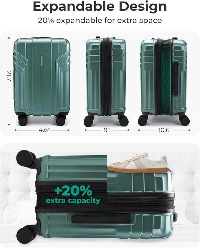 BAGSMART Expandable Carry On Luggage 22x14x9 Airline Approved, 1OO% PC - Image 7