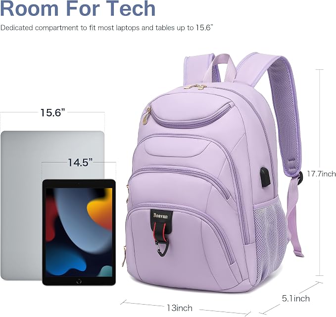 Boavan Laptop Backpack for women, 15.6inch Laptop Bag - Image 3