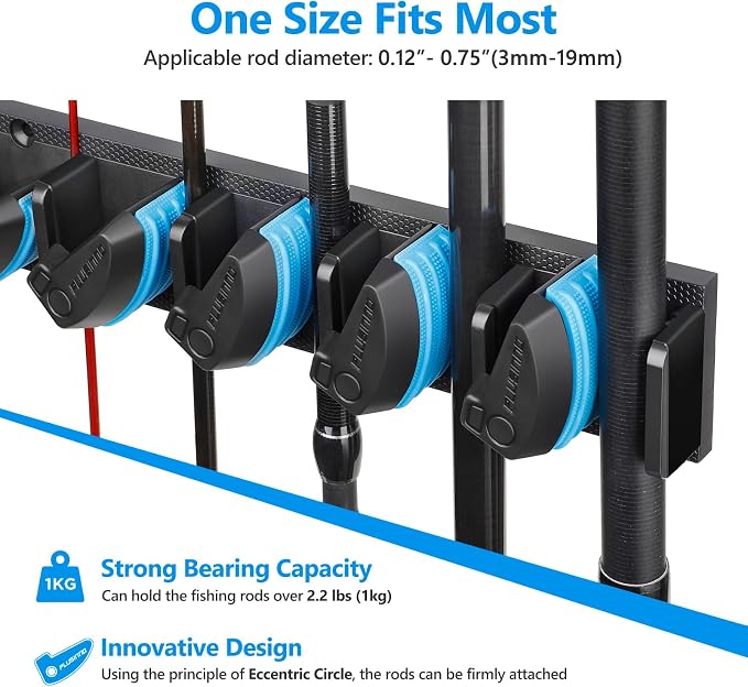 PLUSINNO Vertical Fishing Rod Holder, Wall Mounted Fishing Rod Rack, Fishing - Image 4