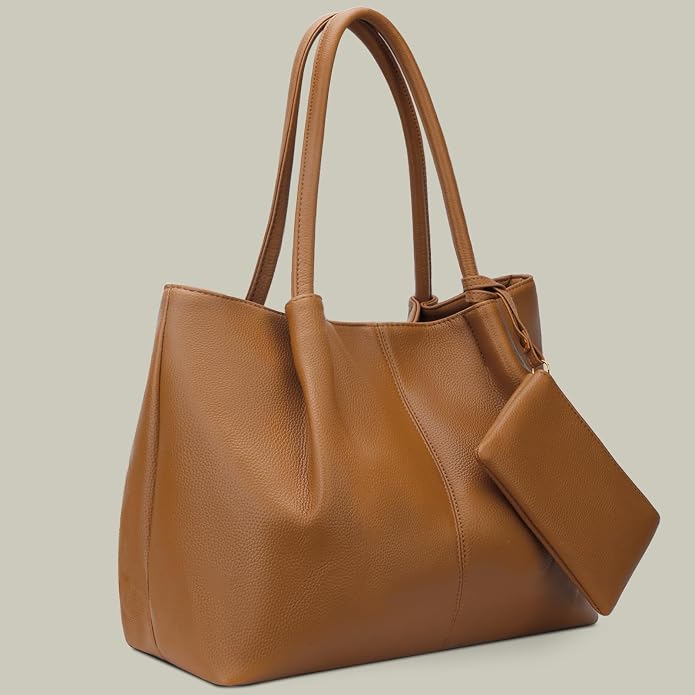 KKXIU Tote Bag for Women Vegan Leather Shoulder Purse Large Capacity Travel Bag - Image 2
