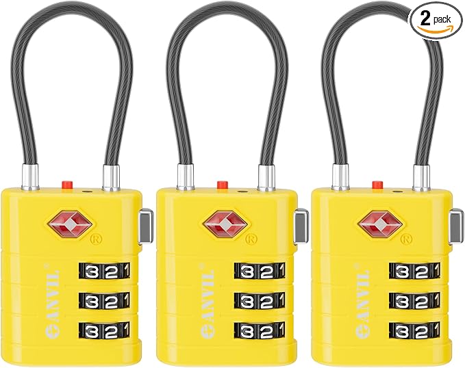 ANVIL TSA Approved Luggage Locks – High Security TSA008 Combination Travel Locks by ANVIL