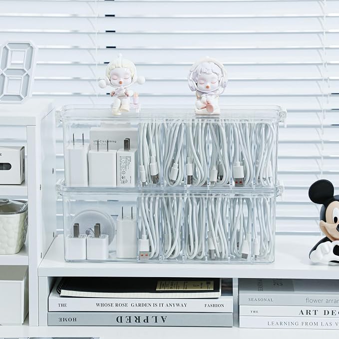 Yesesion 4 Pack Clear Cable Storage Box - Image 9