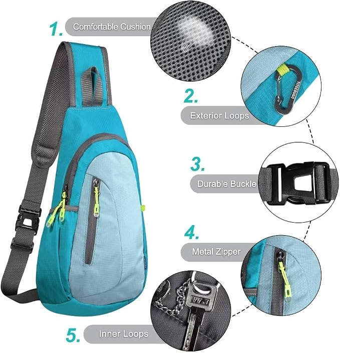 TITECOUGO Small Sling Bag, Lightweight Crossbody Backpack - Image 5