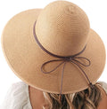 DRESHOW Beach Hats for Women Big Straw Wide Brim Summer Hat Floppy Foldable by DRESHOW