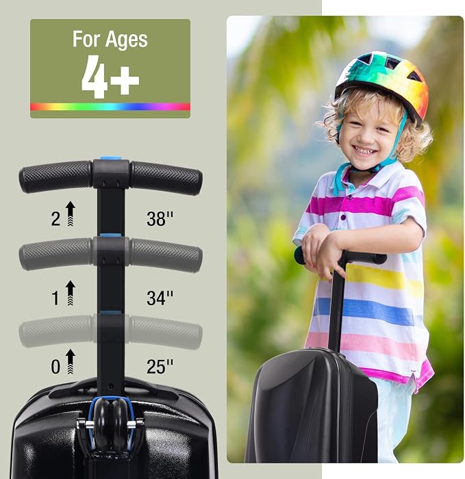20" Scooter Suitcase for Kids, 2-in-1 Ride On Luggage - Image 3