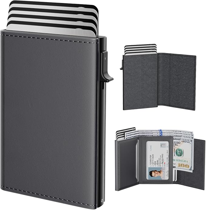 typecase Mens Wallet Card Holder: Pop Up Aluminum Case, Premium Genuine Leather by typecase
