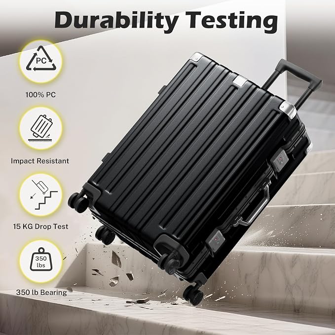 Krute Aluminum Frame Carry On Luggage 20 Inch Zipperless Luggages USB Charger - Image 6