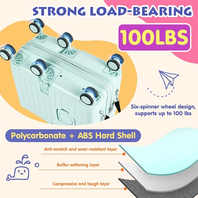 Kids Ride-On Luggage, Foldable Pedal, Hidden Cup Holder & Combination Lock - Image 6