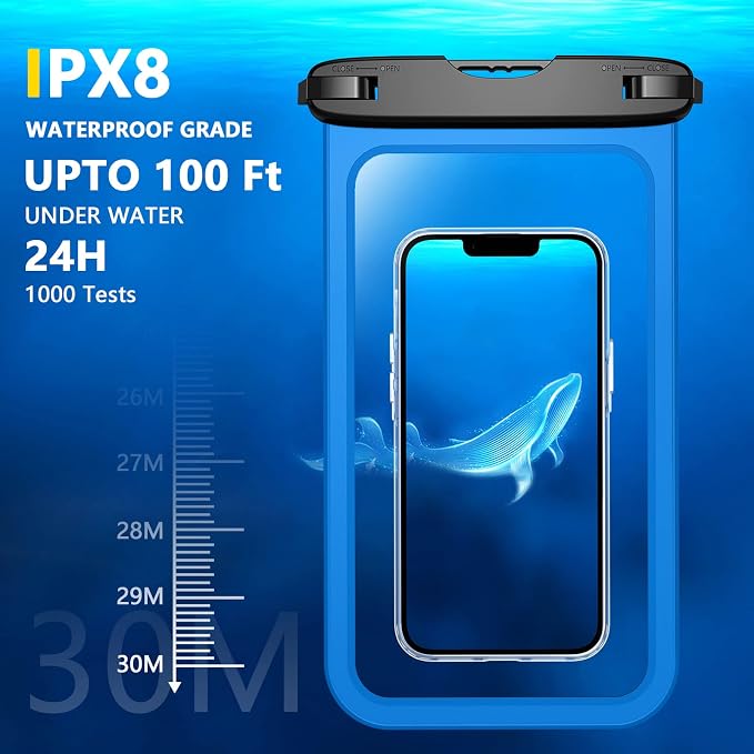 Temdan 2 Pcs Waterproof Phone Pouch, Universal IPX8 Waterproof Cell Phone Case - Image 3